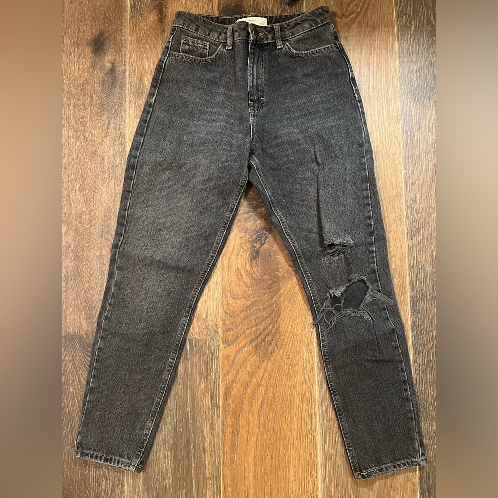 Washed black mom jeans